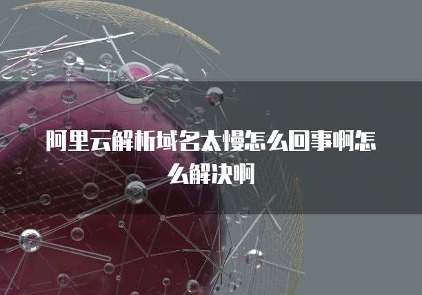 阿里云解析域名太慢怎么回事啊怎么解决啊