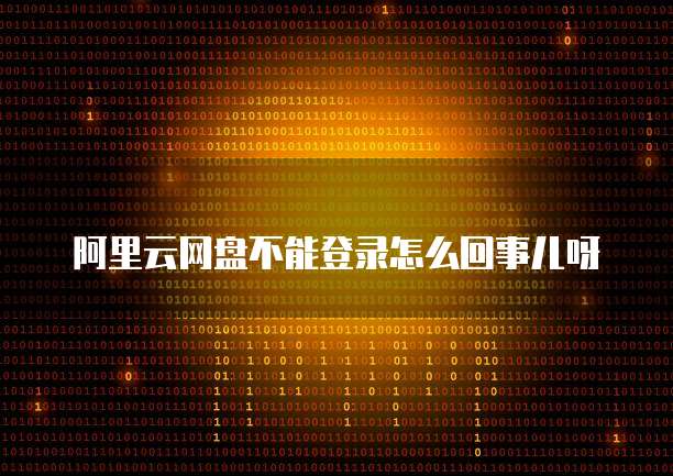 阿里云网盘不能登录怎么回事儿呀