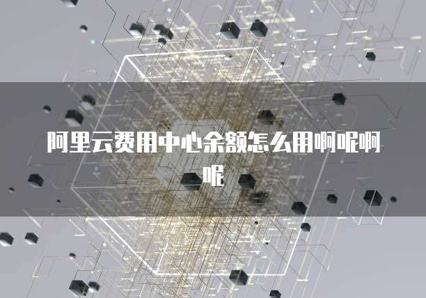 阿里云费用中心余额怎么用啊呢啊呢