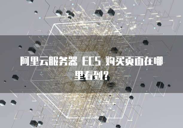 阿里云服务器 ECS 购买页面在哪里看到?