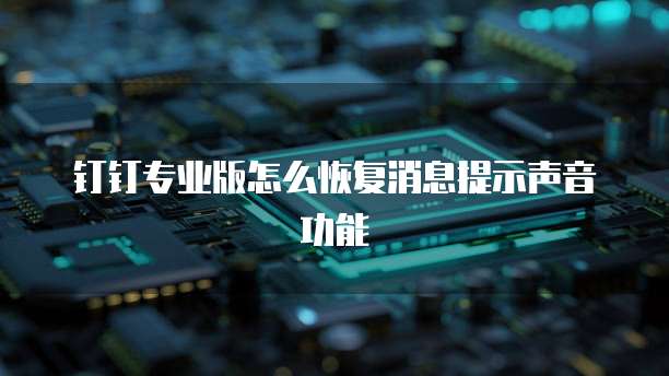 钉钉专业版怎么恢复消息提示声音功能