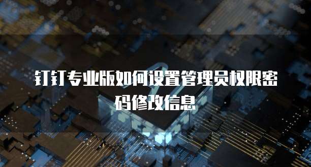 钉钉专业版如何设置管理员权限密码修改信息