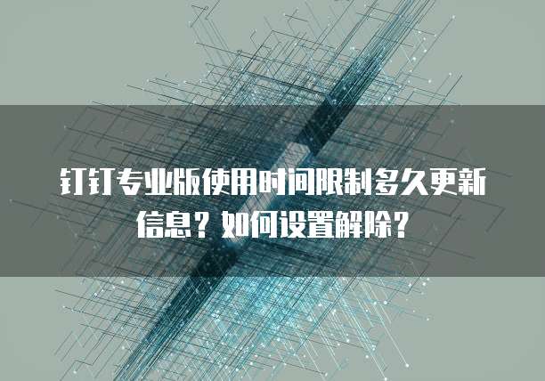 钉钉专业版使用时间限制多久更新信息？如何设置解除？