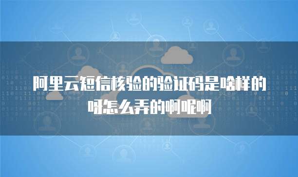 阿里云短信核验的验证码是啥样的呀怎么弄的啊呢啊
