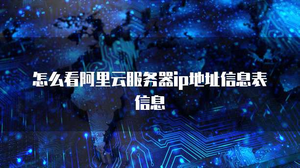 怎么看阿里云服务器ip地址信息表信息