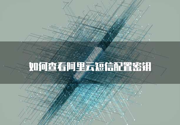 如何查看阿里云短信配置密钥