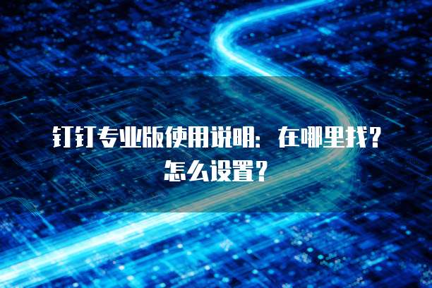 钉钉专业版使用说明:在哪里找?怎么设置?