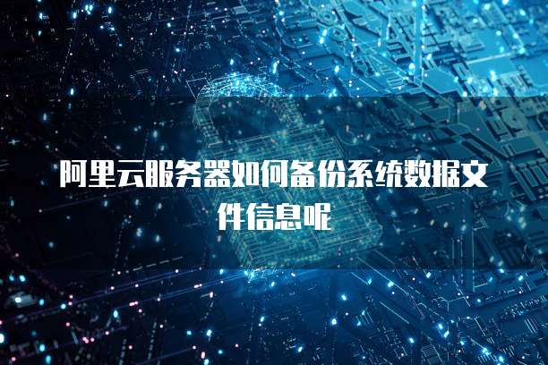 阿里云服务器如何备份系统数据文件信息呢