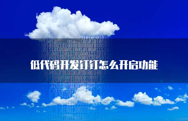 低代码开发钉钉怎么开启功能