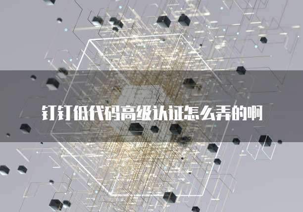 钉钉低代码高级认证怎么弄的啊