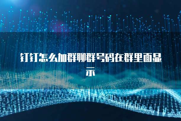 钉钉怎么加群聊群号码在群里面显示