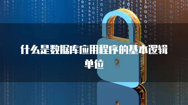 什么是数据库应用程序的基本逻辑单位