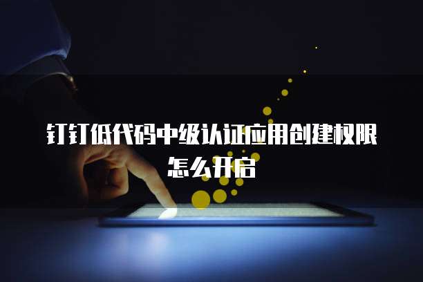 钉钉低代码中级认证应用创建权限怎么开启