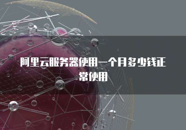 阿里云服务器使用一个月多少钱正常使用