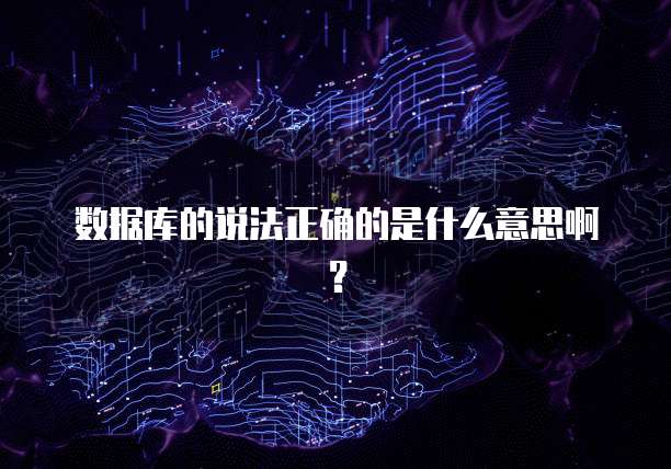 数据库的说法正确的是什么意思啊？