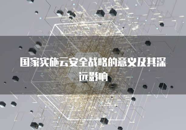 国家实施云安全战略的意义及其深远影响