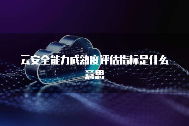 云安全能力成熟度评估指标是什么意思