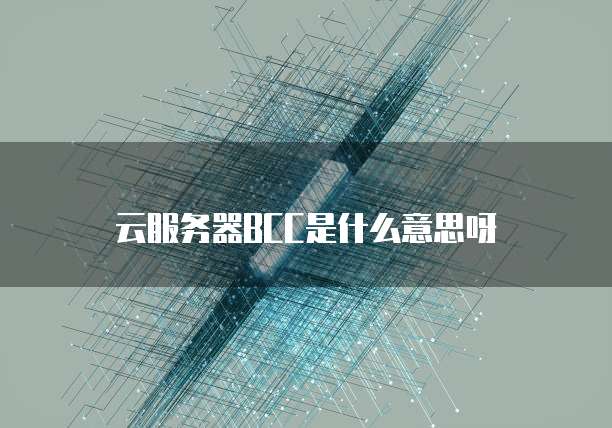 云服务器BCC是什么意思呀