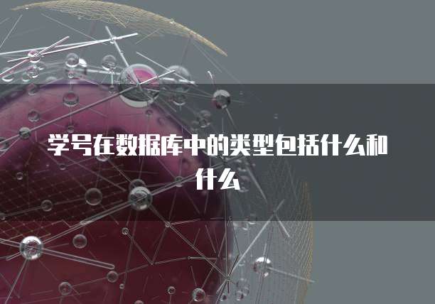 学号在数据库中的类型包括什么和什么