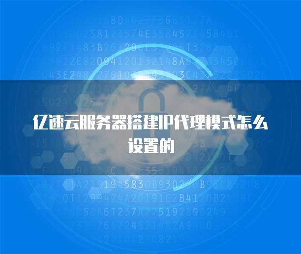 亿速云服务器搭建IP代理模式怎么设置的