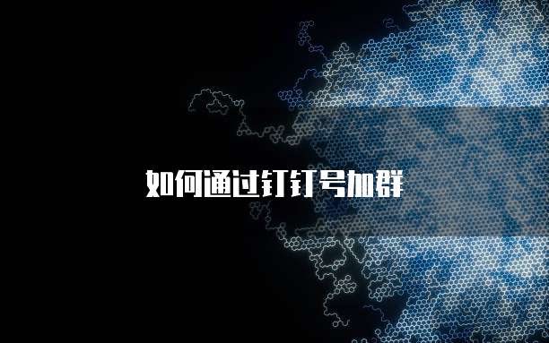 如何通过钉钉号加群