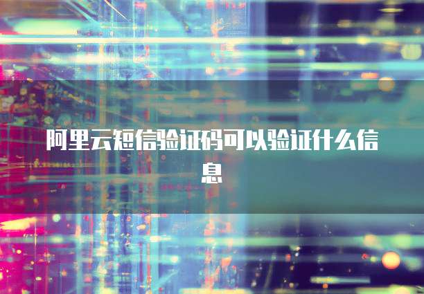 阿里云短信验证码可以验证什么信息