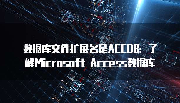 数据库文件扩展名是ACCDB：了解Microsoft Access数据库