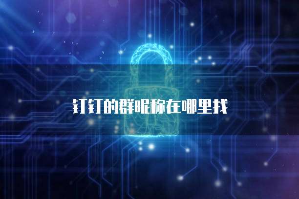钉钉的群昵称在哪里找