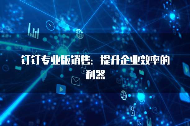 钉钉专业版销售：提升企业效率的利器