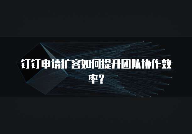 钉钉申请扩容如何提升团队协作效率？