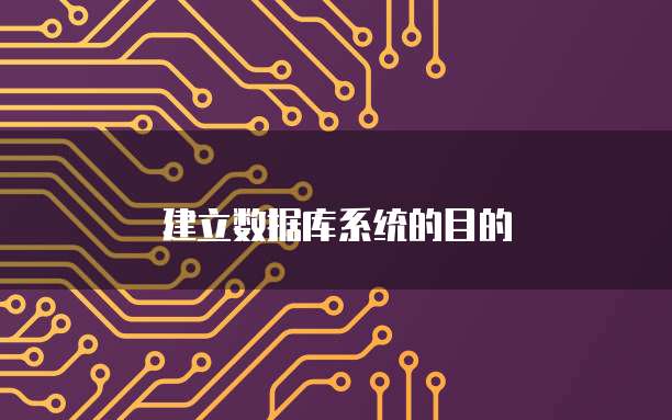 建立数据库系统的目的