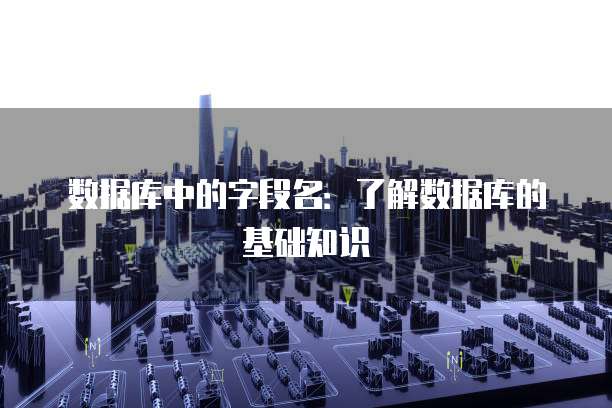 数据库中的字段名：了解数据库的基础知识