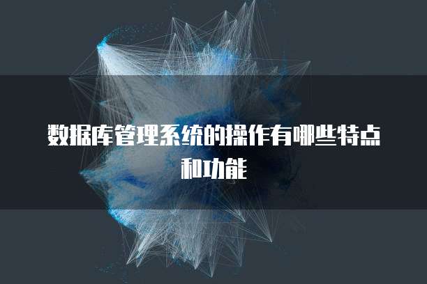 数据库管理系统的操作有哪些特点和功能