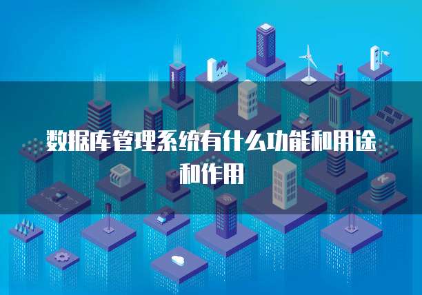 数据库管理系统有什么功能和用途和作用