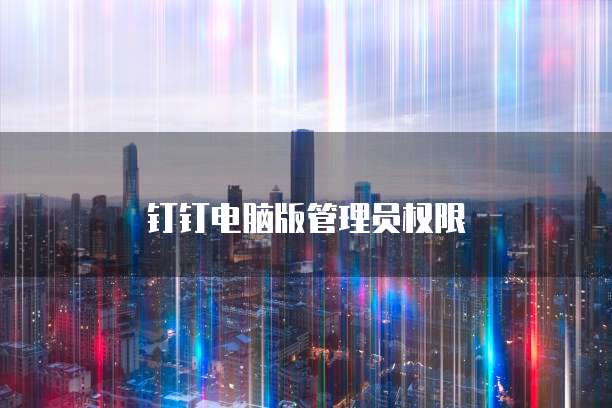 钉钉电脑版管理员权限