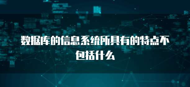 数据库的信息系统所具有的特点不包括什么