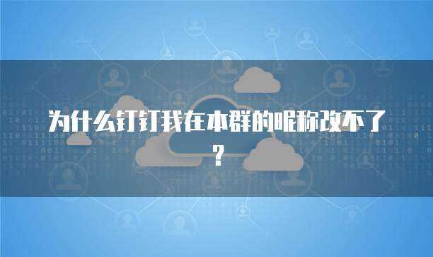 为什么钉钉我在本群的昵称改不了？