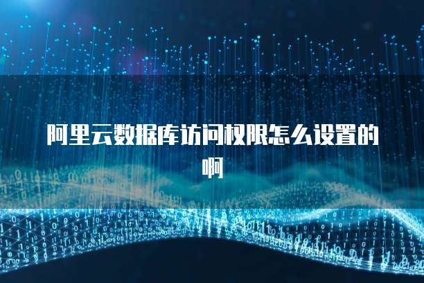 阿里云数据库访问权限怎么设置的啊