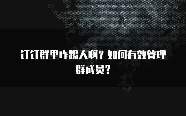 钉钉群里咋踢人啊？如何有效管理群成员？