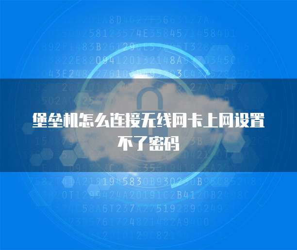 堡垒机怎么连接无线网卡上网设置不了密码