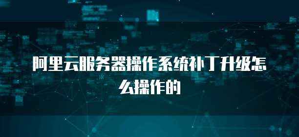 阿里云服务器操作系统补丁升级怎么操作的