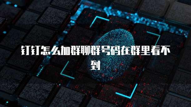 钉钉怎么加群聊群号码在群里看不到