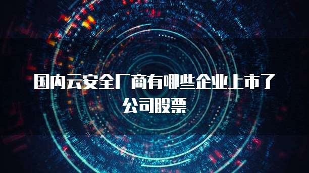 国内云安全厂商有哪些企业上市了公司股票