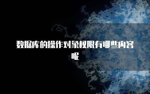 数据库的操作对象权限有哪些内容呢