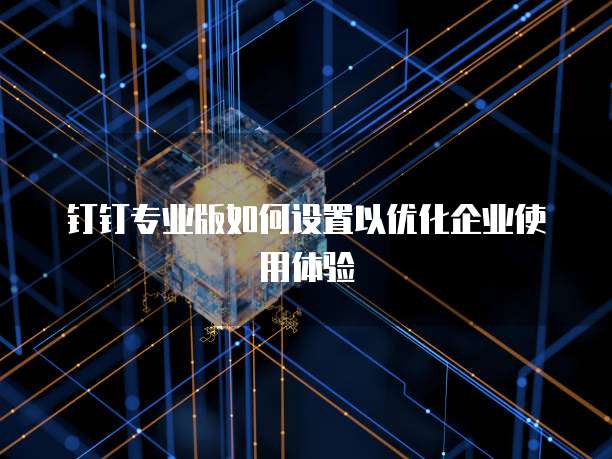 钉钉专业版如何设置以优化企业使用体验