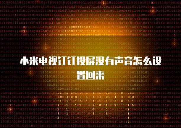 小米电视钉钉投屏没有声音怎么设置回来