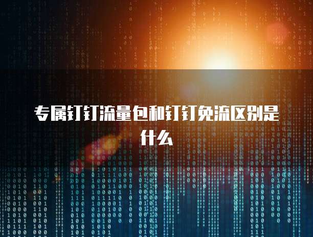 专属钉钉流量包和钉钉免流区别是什么