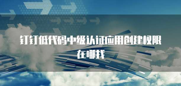 钉钉低代码中级认证应用创建权限在哪找