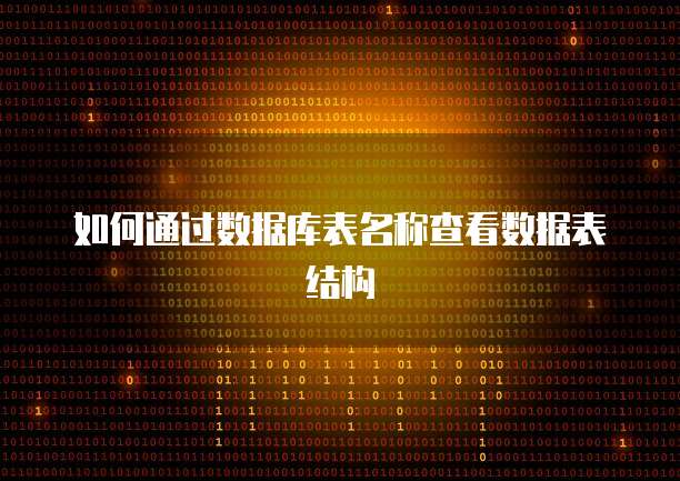如何通过数据库表名称查看数据表结构