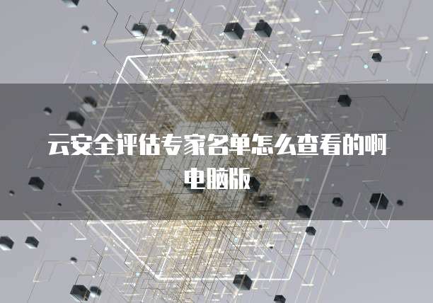 云安全评估专家名单怎么查看的啊电脑版
